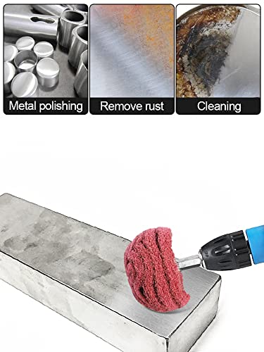 Hiqalty 6PCS Non Woven Abrasive Buffing Polishing Wheel Drill Attachment Set,Scouring Pads Power Scrubber Cleaning Kit, Power-Operated Abrasive Hiqalty