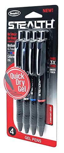 Cra-Z-Art Stealth Retractable 4ct Gel Pen Plastic Barrel Black, Blue and Red Ink Cra-Z-Art