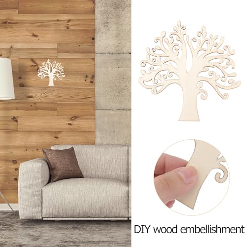 BESPORTBLE 10pcs Family Tree Wood Cutouts, Blank Wooden Tree Embellishments, Unfinished Wooden Tree Shape Tree Cutout for Home Family Tree Weddings BESPORTBLE