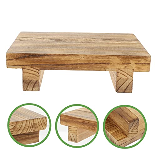 Operitacx Wooden Table Bracket Small Wood Step Succulent Plant Stand Black Tray Decor Small Plant Stand Wooden Flower Pot Planters for Indoor Plants Operitacx