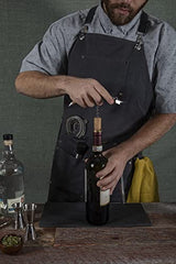 LEGACY - a Picnic Time brand Collins Mixologist Apron Waxed Canvas with Corkscrew and Bottle Opener, One Size, Gray with Black Accents PICNIC TIME