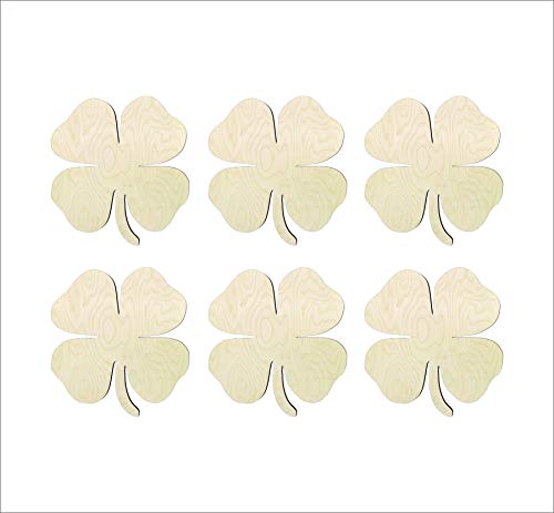 DIY 3 inch 4 Leaf clover cutout, four leaf clover wood cutout, St. Patrick's day shape diy crafts unfinished sanded 4 leaf clover shape WoodArtSupply
