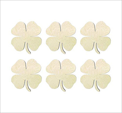 DIY 3 inch 4 Leaf clover cutout, four leaf clover wood cutout, St. Patrick's day shape diy crafts unfinished sanded 4 leaf clover shape - WoodArtSupply