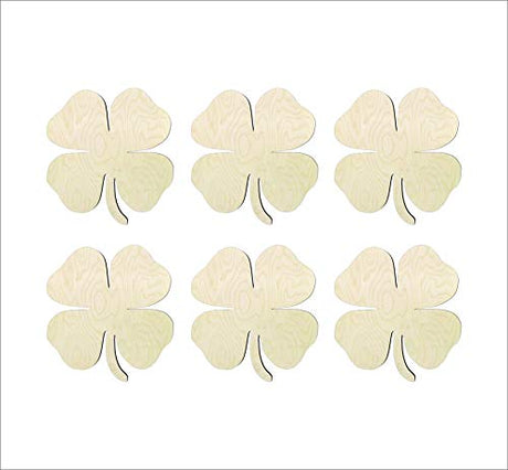 DIY 3 inch 4 Leaf clover cutout, four leaf clover wood cutout, St. Patrick's day shape diy crafts unfinished sanded 4 leaf clover shape WoodArtSupply