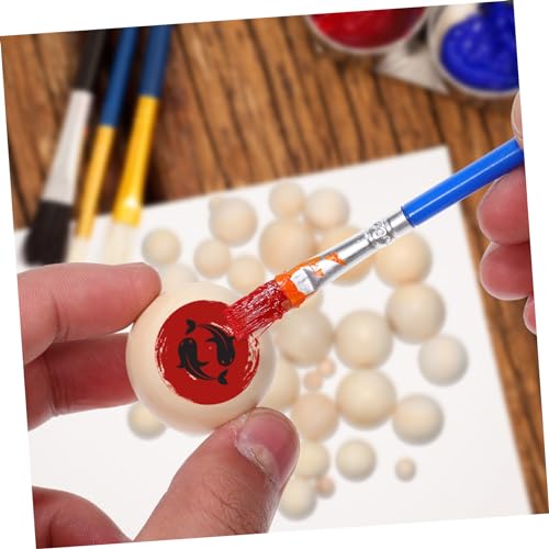 Yardenfun 40pcs Wooden Wheel Craft Wood Balls Solid Wood Wooden Wooden Balls Solid Bead Nonporous Accessories Round Wreath Wood Color Wooden Beads Yardenfun