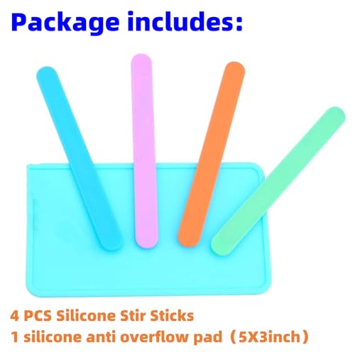 4 PCS Silicone Stir Sticks, Reusable Silicone Popsicle Sticks for Mixing Resin, Epoxy, Liquid, Paint, Making Glitter Tumblers(4-Silicone Stir Stick) LFSUM