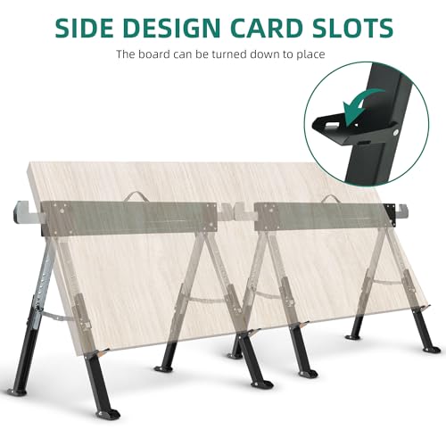 YITAHOME Saw Horses 2 Pack Folding, 8 Speed Adjustable Legs Sawhorse Stand, 4 x 4 Metal Top, Heavy Duty Pro Bench for Woodworking, Carpenters, YITAHOME