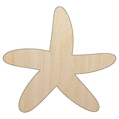 Starfish Solid Tropical Beach Unfinished Wood Shape Piece Cutout for DIY Craft Projects - 1/4 Inch Thick - 4.70 Inch Size Sniggle Sloth