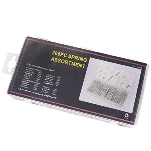 Ruibapa 200PCS Spring Assortment Kit Zinc Plated Extension and Compression Springs Kit Include Assorted Size Small Springs for Home Repairs & DIY Ruibapa