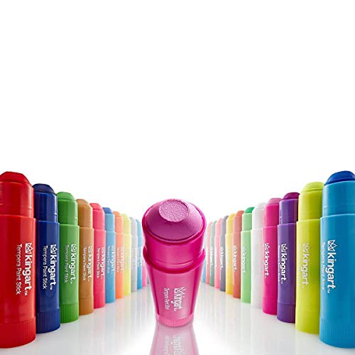 KINGART 575-24 TEMPERA PAINT Sticks, Set of 24 Rich Colors, Solid Tempera Paint for Kids, Super Quick Drying, Non-Toxic, Work Great on Paper, Canvas, KINGART