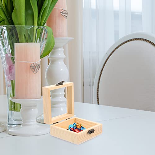 Sewroro 2pcs Box Wooden Storage Box Jewelry Unfinished Wood Crafts Wooden Berry Baskets Wooden Storage Crates Tote Bins for Storage with Lid Sewroro