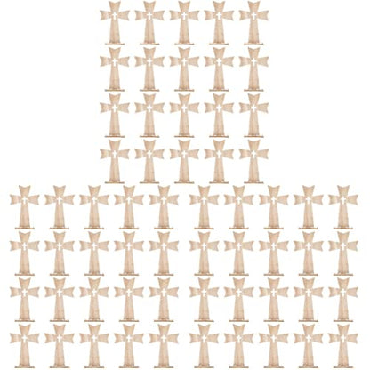 PRETYZOOM 60 pcs Holiday Decorations Wood Jesus Cross Wood Crosses for Crafts Unfinished Cutout Remembrance Ornament Tabletop Cross Holy Cross Table - WoodArtSupply