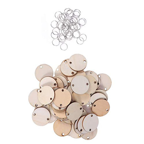 Amosfun 120PCS Wooden Calendar Birthday Wall Wood Hanging Family Sign Board Plaque Tags for Round Signs Decor Reminder-Creative Wooden Round Hanging Amosfun