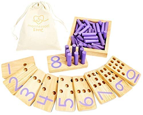 Counting Peg Board | Montessori Math and Numbers for Kids | Wooden Math Manipulatives Materials Montessori & Me