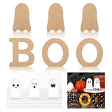 Whaline 6Pcs Halloween Wooden Ghost Cutouts Letter Boo Unfinished Table Wooden Signs Blank Ghost Freestanding Ornament for Halloween Home Kitchen Whaline