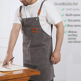 MISIWANLO Work Apron with Cross Back Heavy Duty Adjustable Straps and Large Pockets Chef Aprons,Men Women,M-XXL (Grey) MISIWANLO