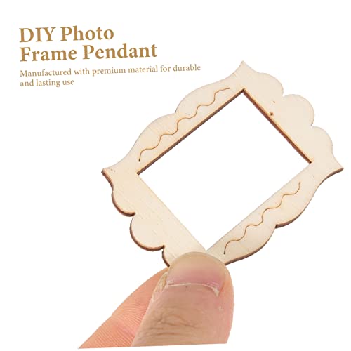 Operitacx 20pcs Small Photo Frame Wooden Shapes to Paint Blank Graffiti Cutouts Unfinished Wood Slices Undyed Photo Frame Pendants Wooden Picture Operitacx