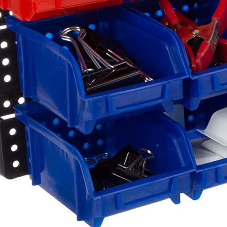 Wall-Mounted Garage Storage Bins - 30 Compartments for Garage Organization, Craft Supply Storage, Tool Box Organizer Unit by Stalwart (Red/Blue) Stalwart