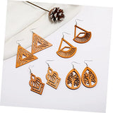 NOLITOY 8 Pairs Wooden Geometric Earrings Boho Earrings Dangle Earrings African Drop Earrings Bohemian Earrings Hollow Wooden Earrings Bohemian Drop NOLITOY