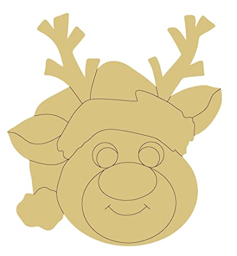 Reindeer Design by Lines Unfinished Wood Cutout Christmas Winter Door Hanger MDF Shape Canvas Style 13 Art 1 Diverse Woodworking