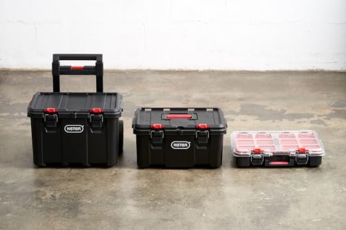 Keter Stack-n-Roll Mobile Tool Storage and Organization, 3 Piece Resin Modular Toolbox System Keter
