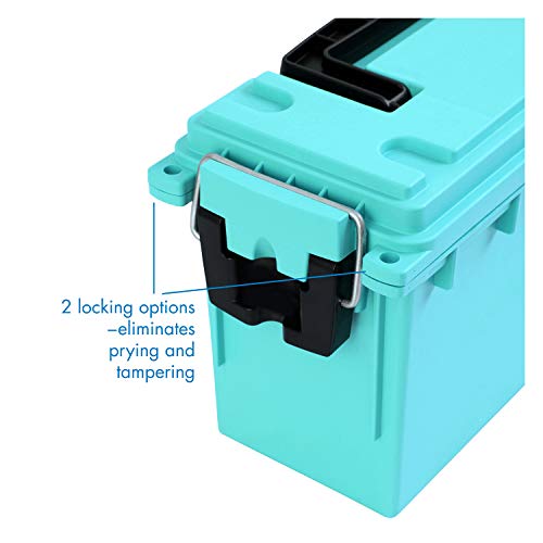 Logix 12533 Stackable Craft Storage Box with Handle, Locking Art Supply Box, Plastic Storage Containers with Lids, Craft Organizer Box, Teal Logix
