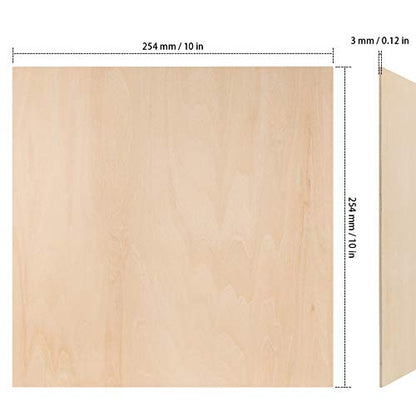 ZEONHAK 20 Pack 10 x 10 x 0.12 Inches Square Unfinished Wood Pieces, Thin Plywood Wood Sheets with Sharp Corners, Unfinished Blank Wood Slices for