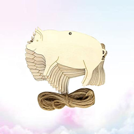 ABOOFAN 10pcs Blank Pigs Chips Wood Label Tags Wood Pigs Slices Deer Out Wooden Pigs Embellishments Unfinished Wood Pigs Gift Label Home Decorations ABOOFAN