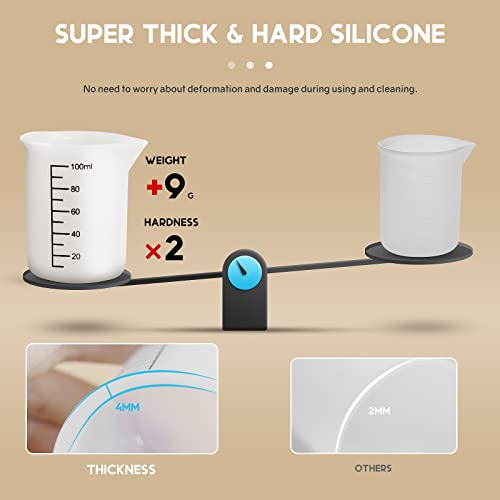 Silicone Measuring Cups for Epoxy Resin,JANCHUN Resin Supplies with 250&100ml Silicone Cups, Hard Stir Sticks,Epoxy Mixer,Color Cups,Mixing Tools for - WoodArtSupply