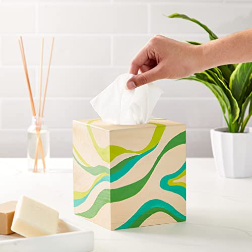 Unfinished Wood Tissue Box Cover for DIY Custom Design, Square Wooden Tissue Cover Holder with Slide Out Bottom for Home Decor, Arts & Crafts, Kid's Juvale