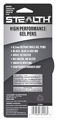 Cra-Z-Art Stealth Retractable 4ct Gel Pen Plastic Barrel Black, Blue and Red Ink Cra-Z-Art