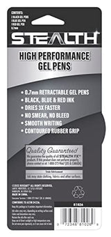 Cra-Z-Art Stealth Retractable 4ct Gel Pen Plastic Barrel Black, Blue and Red Ink Cra-Z-Art