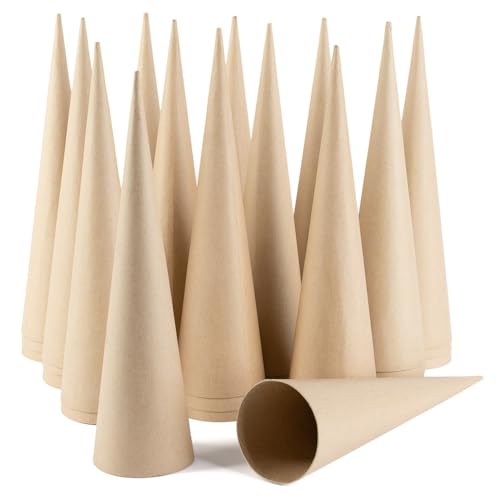 Factory Direct Craft Open Bottom Paper Mache Cones - Pack of 36 Cardboard Papier Mache Cones for DIY Crafts, Gnomes, Holiday Angels, Christmas Trees - WoodArtSupply