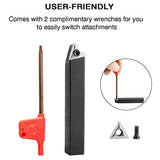 Toolly 5 Pieces 3/8 Inch Mini Lathe Indexable Carbide Insert Bit Tool Set for Turning, Cutting, Facing, Boring and Chamfering Toolly