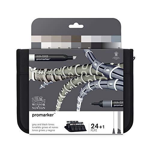 Winsor & Newton ProMarker - Set of 24 - Grey & Black Tones - WoodArtSupply