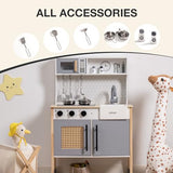 ROBOTIME Wooden Play Kitchen, Kids & Toddlers Kitchen Playset, Kids Play Kitchen Pretend Play Set with Lights & Sounds, Toy Kitchen for Ages 3+ ROBOTIME