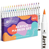 Arrtx 36 Colors Acrylic Marker for Rock Painting, Extra Brush Tip Paint Markers, Art Supplies, Fabric Paint, Fabric Markers, Paint Pen, Art Markers, Arrtx