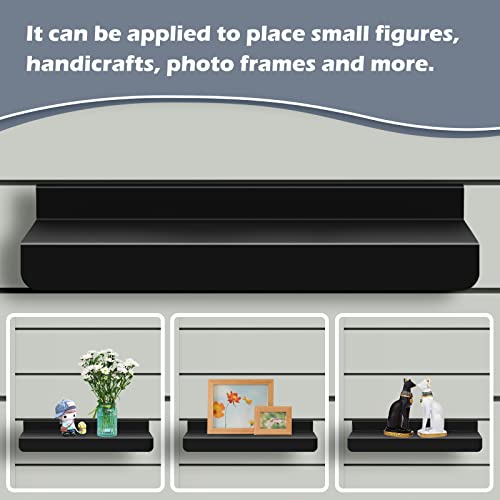 SNOGSWOG 4x10 Inch Slatwall Shelves Set of 8, Metal Slat Wall Shelves Accessories, Black Flat Display Shelves for Slat, Metal Retail Display for SNOGSWOG