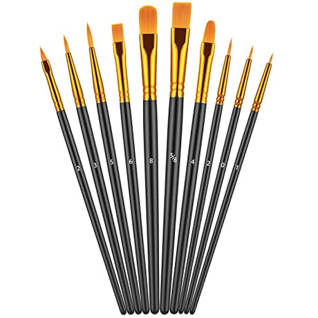 Paint Brush Set, 10 Pcs Paint Brushes for Acrylic Painting, Round Pointed Tip Detail Small Paint Brush for Oil Watercolor Canvas Face Body Boards Artstorys