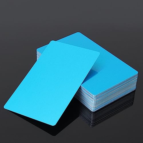 ZYAMY 50pcs Metal Business Cards Laser Engraving Blanks, Blue Sublimation Metal Cards Aluminum Blanks for Engraving, DIY, Gift Cards, Office Name - WoodArtSupply