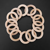 50pcs Wood Rings Circle Unfinished Wooden Round Rings DIY Wood Craft Pendant Connectors Jewelry Making Walfront