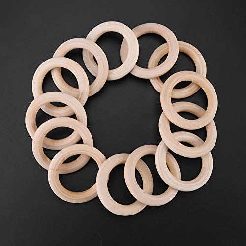 50pcs Wood Rings Circle Unfinished Wooden Round Rings DIY Wood Craft Pendant Connectors Jewelry Making - WoodArtSupply