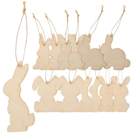 Tofficu 36Pcs Wooden Bunny Cutouts Unfinished Wood Cutouts to Paint Rabbit Wood Slices for Easter Crafts Easter Spring Decorations Tofficu