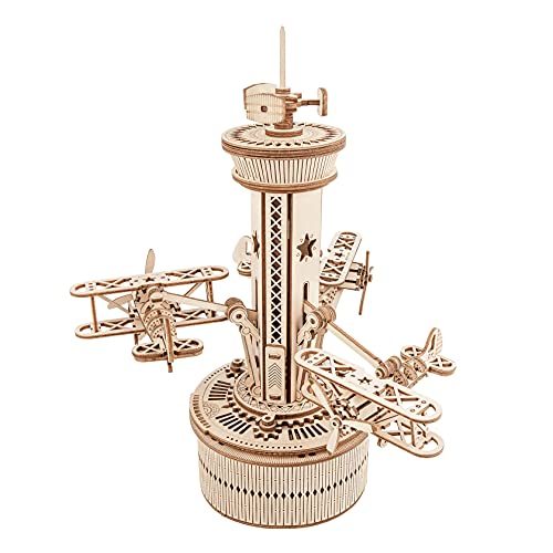 Rowood 3D Wooden Puzzles for Adults, Toy Airplane Activities for Kids, Music Boxes for Girls, Gift for Family on Father's Day/Birthday/Christmas - RoWood