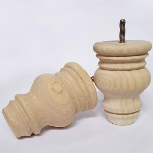 Btibpse 4 Inch Wooden Furniture Legs, Solid Wood Unpainted Replacement Furniture Legs, Ottoman/Loveseat Replacement Legs, Cabinet Btibpse
