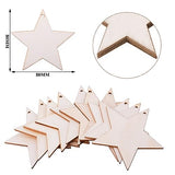 50pcs Wooden Ornaments Unfinished with Hole Wooden DIY Christmas Ornaments Hanging Decorations DIY Crafts Holiday Supplies (Wooden Star Cutouts) Nfyxcaz
