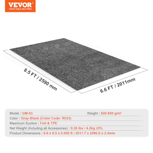 VEVOR Waterproof Garage Floor Mat for Under Car, Non-slip 6.6'x8.5' Compact Size Heavy Duty Containment Mat, Protects Garage Floor from Water, Mud VEVOR