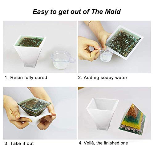 Silicone Resin Molds 5Pcs Resin Casting Molds Including Sphere, Cube, Pyramid, Square, Round with 1 Measuring Cup & 5 Plastic Transfer Pipettes for Repinsta