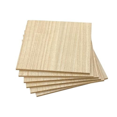 6 Pack MDF Wood Boards 10"x10"-1/4th inch Thick Wooden Planks, Double Sided Veneered MDF Sheet for Homemade DIY Crafts - WoodArtSupply