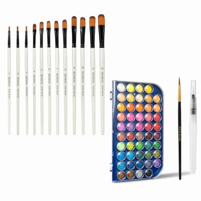 GETHPEN Filbert Paint Brushes Set Watercolor Paint 48 Colors
